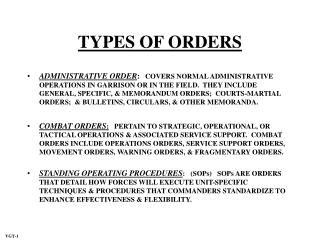 TYPES OF ORDERS