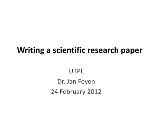 Writing a scientific research paper