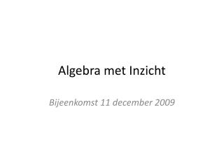 Algebra met Inzicht