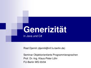 Generizität in Java und C#