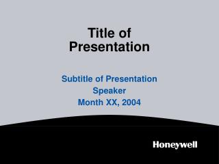 Title of Presentation