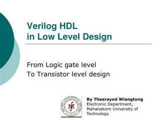 Verilog HDL in Low Level Design