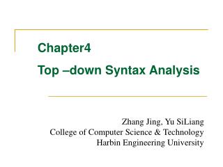 Chapter4 Top –down Syntax Analysis