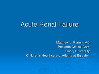 Acute Renal Failure