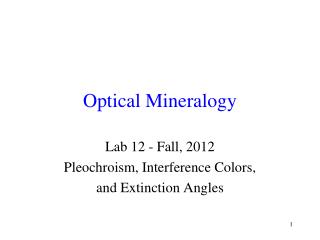 Optical Mineralogy