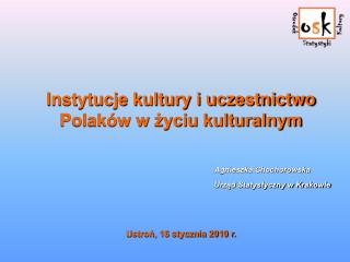 Instytucje kultury i uczestnictwo Polaków w życiu kulturalnym
