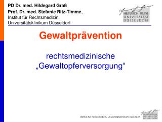 Gewaltprävention rechtsmedizinische „Gewaltopferversorgung“