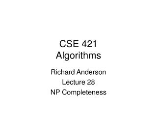 CSE 421 Algorithms