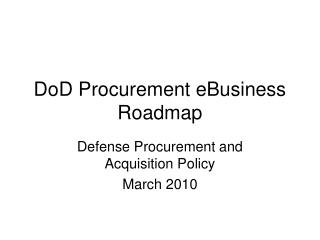 DoD Procurement eBusiness Roadmap