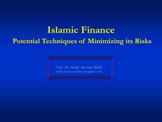 Islamic Finance Potential Techniques of Minimizing its Risks