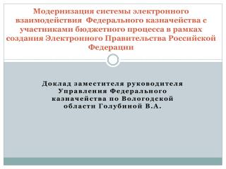 Стратегические задачи Федерального казначейства в рамках Электронного Правительства РФ