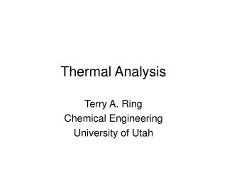 Thermal Analysis