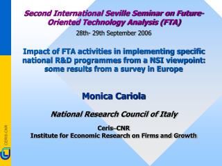 Second International Seville Seminar on Future-Oriented Technology Analysis (FTA)