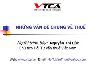 NHỮNG VẤN ĐỀ CHUNG VỀ THUẾ