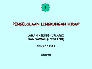 PENGELOLAAN LINGKUNGAN HIDUP LAHAN KERING ( UPLAND) DAN SAWAH ( LOWLAND ) PRINSIP DASAR