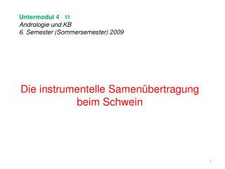 Untermodul 4 - 11 Andrologie und KB 6. Semester (Sommersemester) 2009