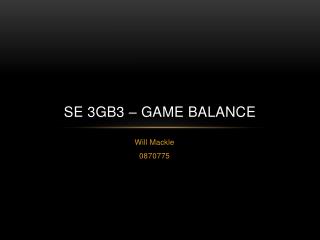 SE 3GB3 – GAME balance