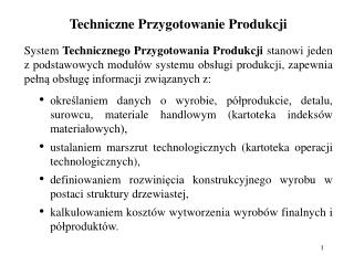 Techniczne Przygotowanie Produkcji