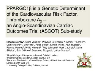 PPARGC1β is a Genetic Determinant of the Cardiovascular Risk Factor, Thromboxane A 2 –