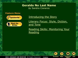 Geraldo No Last Name by Sandra Cisneros