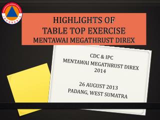 HIGHLIGHTS OF TABLE TOP EXERCISE MENTAWAI MEGATHRUST DIREX