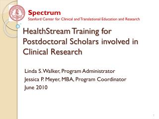 HealthStream Training for Postdoctoral Scholars involved in Clinical Research