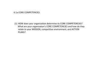 6.1a CORE COMPETENCIES