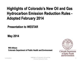 Presentation to WESTAR May 2014