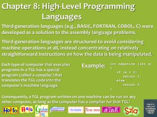 Chapter 8: High-Level Programming Languages