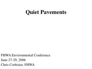 Quiet Pavements