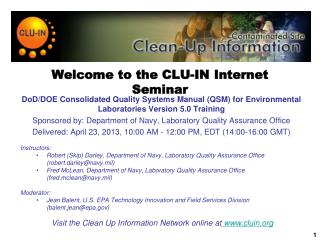 Welcome to the CLU-IN Internet Seminar