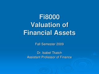 Fi8000 Valuation of Financial Assets