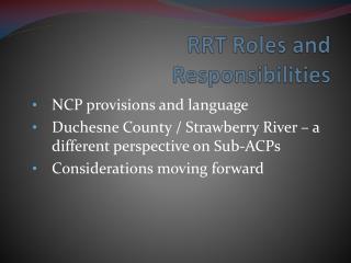 RRT Roles and Responsibilities