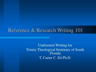 Reference &amp; Research Writing 101