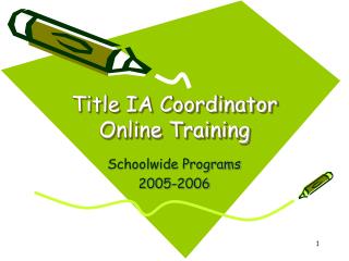 Title IA Coordinator Online Training