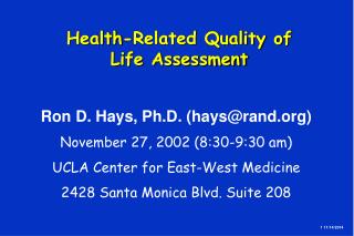 Health-Related Quality of Life Assessment