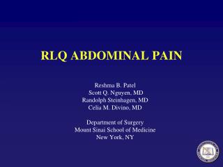 RLQ ABDOMINAL PAIN
