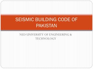 SEISMIC BUILDING CODE OF PAKISTAN