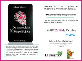 MARTES 16 de Octubre 13.00 h