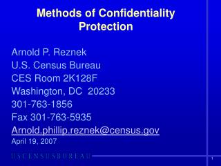 Methods of Confidentiality Protection