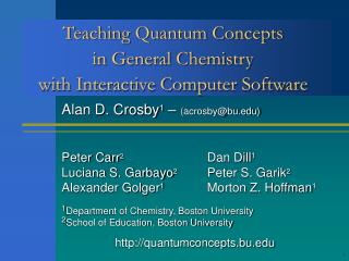 Teaching Quantum Concepts in General Chemistry with Interactive Computer Software