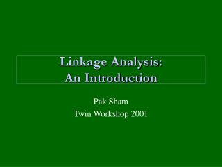 Linkage Analysis: An Introduction