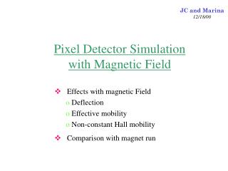 Pixel Detector Simulation with Magnetic Field