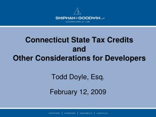 Connecticut State Tax Credits and Other Considerations for Developers