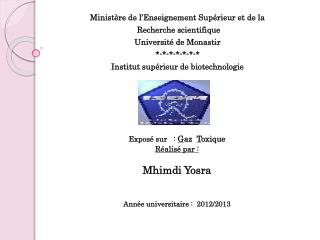 Ministère de l’Enseignement Supérieur et de la Recherche scientifique Université de Monastir