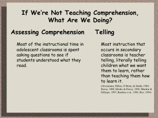If We’re Not Teaching Comprehension, What Are We Doing?