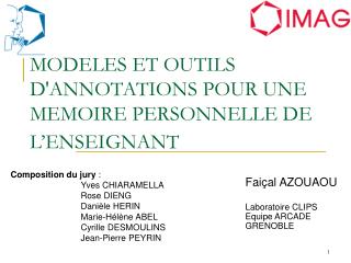 MODELES ET OUTILS D'ANNOTATIONS POUR UNE MEMOIRE PERSONNELLE DE L’ENSEIGNANT