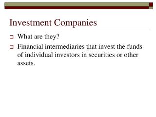 Investment Companies