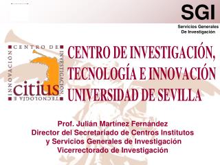 Prof. Julián Martínez Fernández Director del Secretariado de Centros Institutos