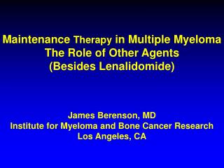 Maintenance Therapy in Multiple Myeloma